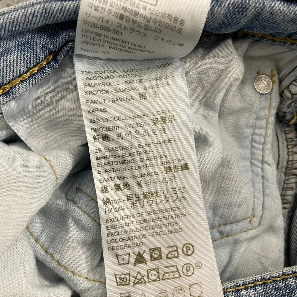 Levi's 514 Jeans Men 40x29 Blue Light Wash Slim Straight Denim